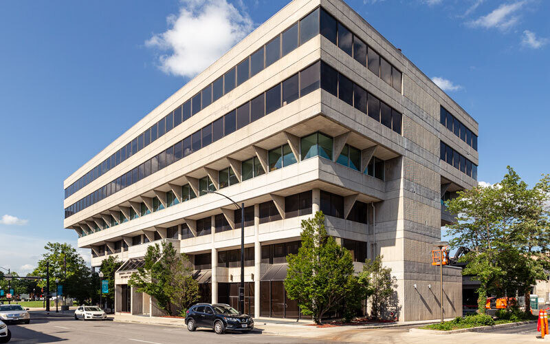 Photo of 300 South Jefferson, a six-story brutalist-style building that houses the Community Foundation of the Ozarks