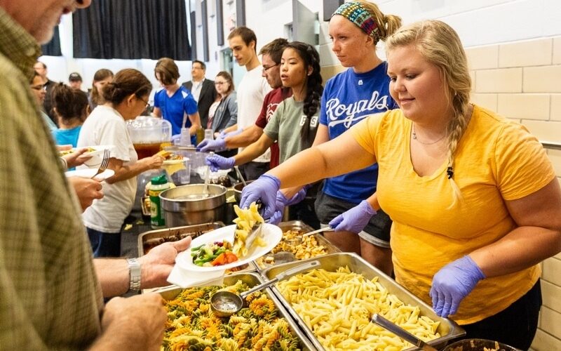 Fairbanks volunteers serve food