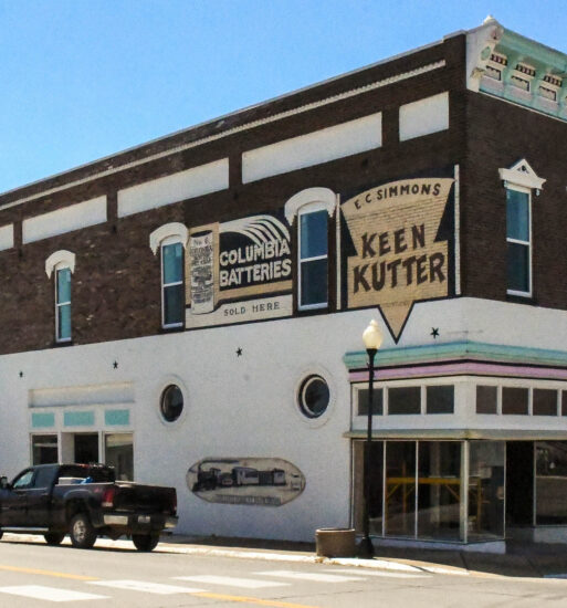 Exterior of the McClennan building, a historic brick commercial building in Willow Springs.